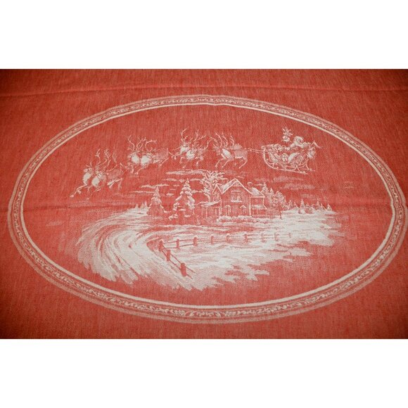 NWOT Williams Sonoma Red Table Cloth Size 70" X 108" The Night Before Christmas - Picture 2 of 10